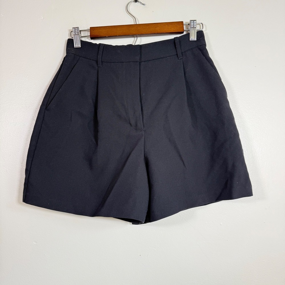 Abercrombie & Fitch Sloane High Rise Pleated Tailored Shorts Size Small Black